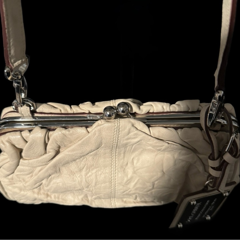 Dolce & Gabbana Miss Curly Cream “Wrinkled” Leather Shoulder Bag - Picture 3 of 11